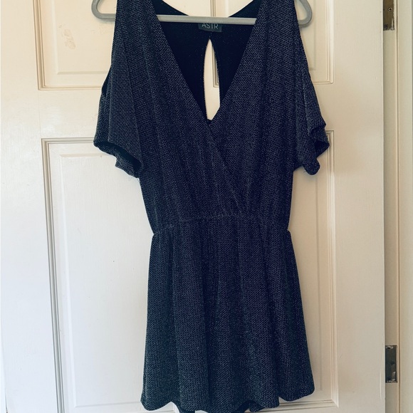 ASTR Black and Silver Sparkle Romper - Picture 6 of 7